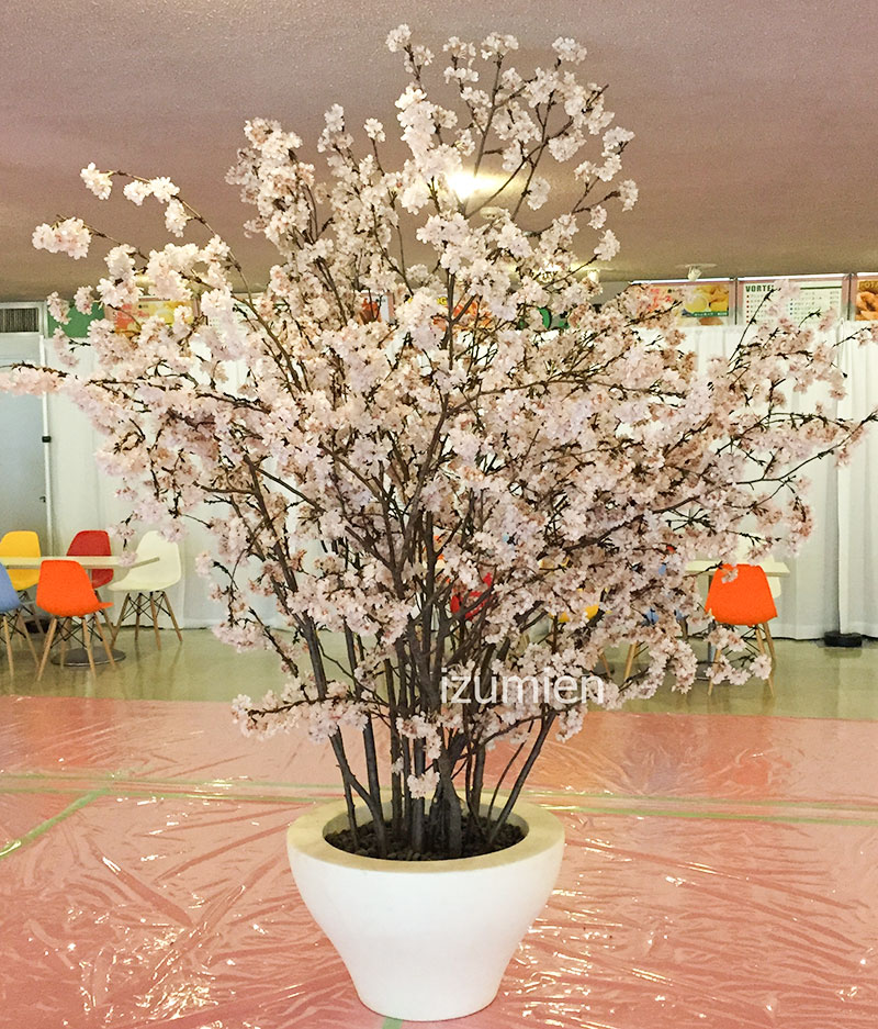プランターに立てられた桜の造花